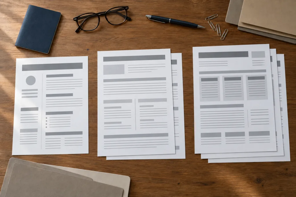International CV versions with different page lengths and layouts for jobs abroad